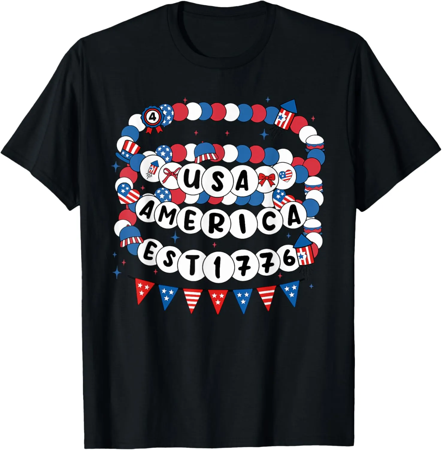 4th Of July Friendship Bracelets Patriotic USA Flag American T-Shirt