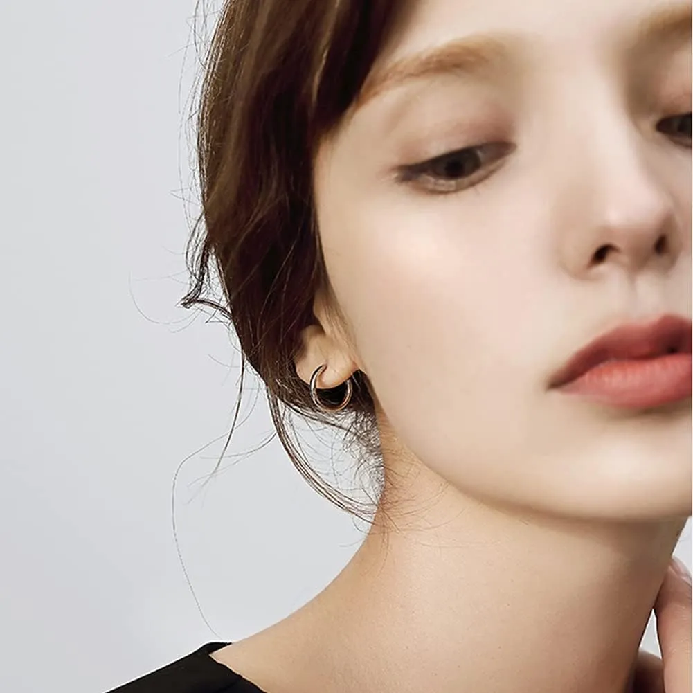 5-10 Pairs Small Gold Silver Hoop Earrings for Women, Stainless Steel Earrings Set Mens Lightweight Thin Hypoallergenic Nickel Free Small Earings