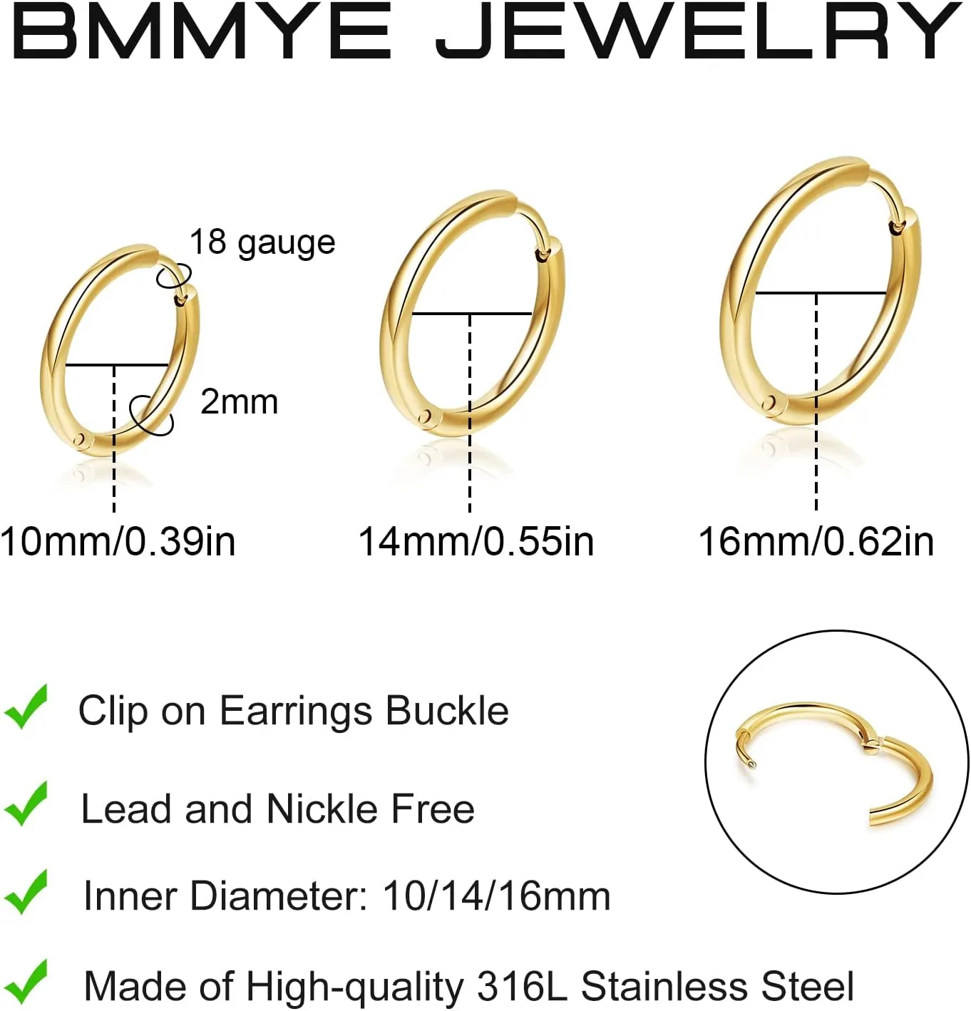 5-10 Pairs Small Gold Silver Hoop Earrings for Women, Stainless Steel Earrings Set Mens Lightweight Thin Hypoallergenic Nickel Free Small Earings