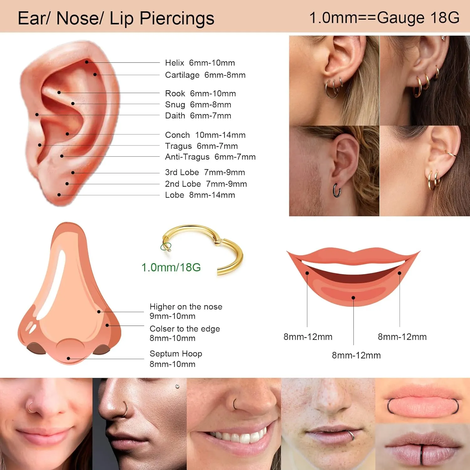 5-10 Pairs Small Gold Silver Hoop Earrings for Women, Stainless Steel Earrings Set Mens Lightweight Thin Hypoallergenic Nickel Free Small Earings
