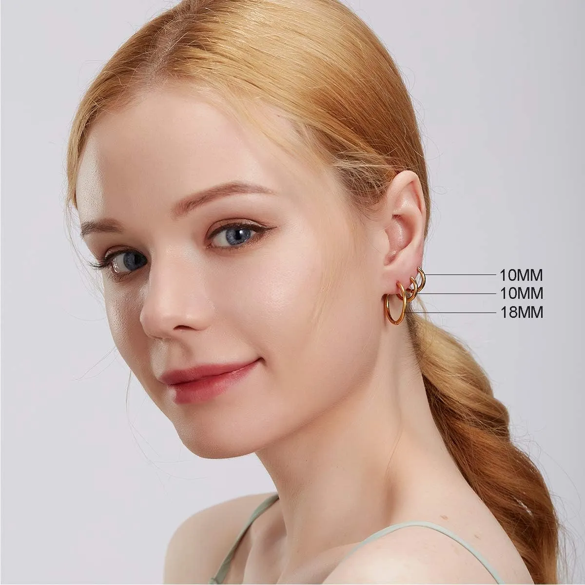 5-10 Pairs Small Gold Silver Hoop Earrings for Women, Stainless Steel Earrings Set Mens Lightweight Thin Hypoallergenic Nickel Free Small Earings