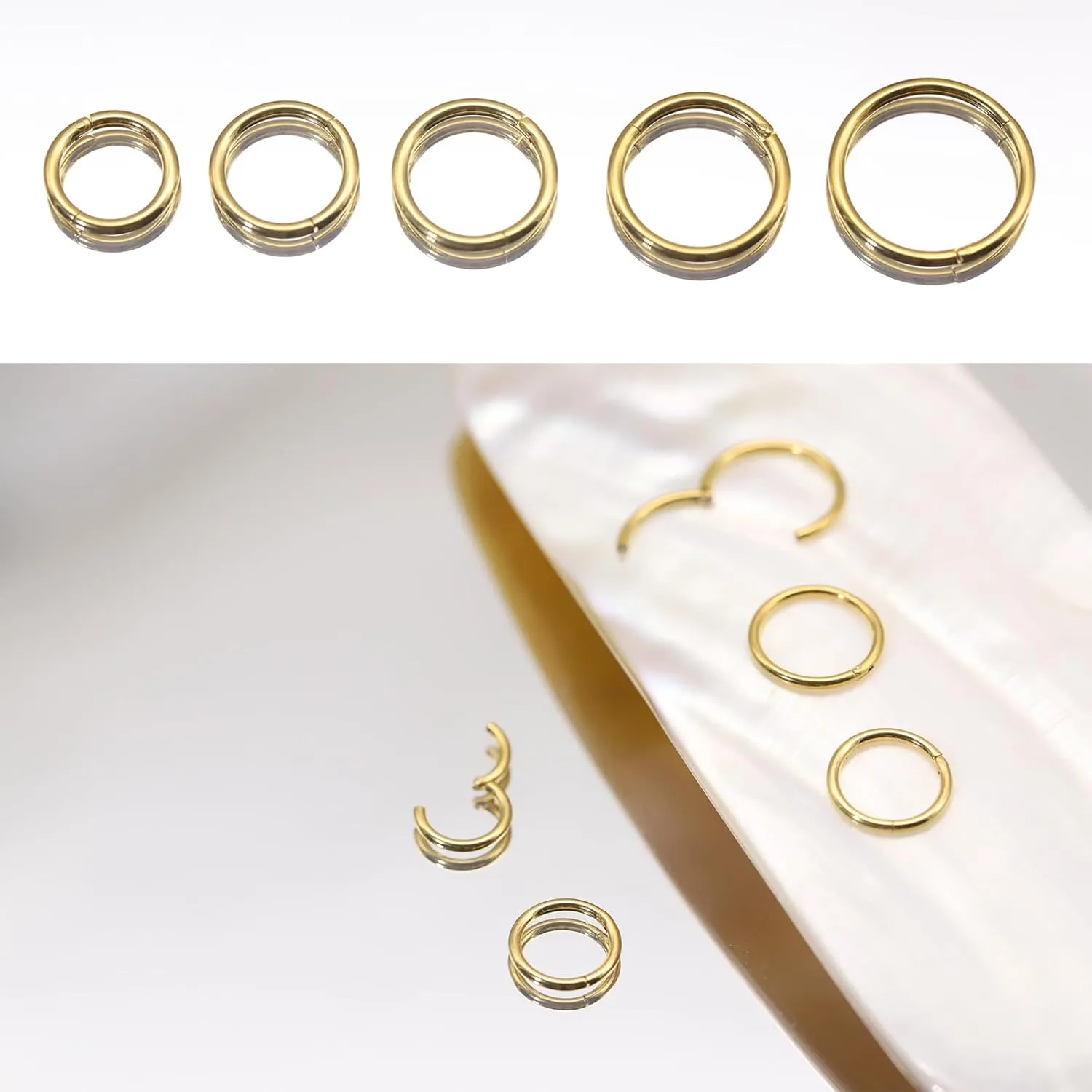 5Pcs G23 Titanium Nose Rings 16G/18G/20G Hinged Clicker Segment Nose Rings Hoop Lip Septum rings Multi-Color Tragus Cartilage Sleeper Earrings 6mm 7mm 8mm 9mm 10mm Hypoallergenic Nose Rings for Women Men