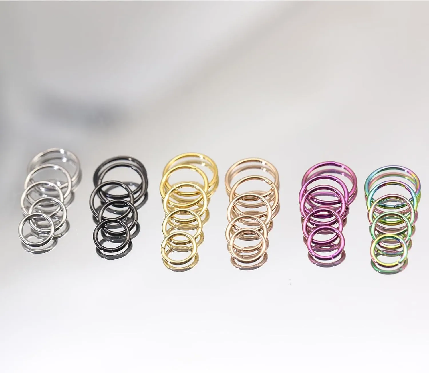 5Pcs G23 Titanium Nose Rings 16G/18G/20G Hinged Clicker Segment Nose Rings Hoop Lip Septum rings Multi-Color Tragus Cartilage Sleeper Earrings 6mm 7mm 8mm 9mm 10mm Hypoallergenic Nose Rings for Women Men
