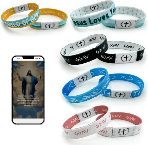 5PCS NFC Bible Verse Bracelets, Daily Verse Bracelet, Wearable Christian Bracelet, Inspirational Bible Verse Religious Jewelry Gifts for Men Women
