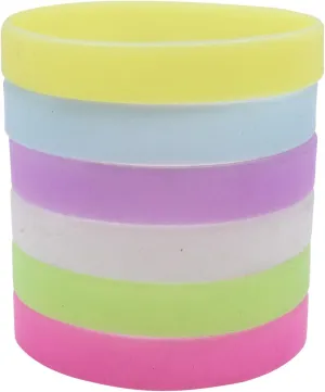 6pcs Solid Color Glow-in-the-Dark Silicone Bracelets, Glow-in-the-Dark Running Safety Wristbands, Prom Party Concert Wristbands