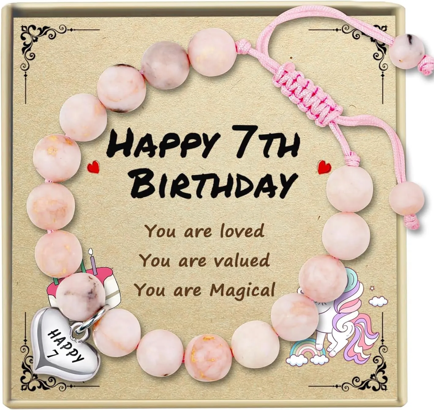7 Year Old Girl Birthday Gifts: Zebra Stone Beaded Bracelets For Girls, Adjustable Girls Bracelets, The Coolest Birthday Gifts For 7 Year Old Girls! Ideal For 7th Birthday Granddaughter Gifts Bracelet