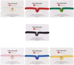 7pcs Handmade Braided Butterfly Bracelets Adjustable BFF Friend Beaded String Strand Bracelets Multi Color Butterfly Bracelet Birthday Party Friendship Jewelry Gift for Women