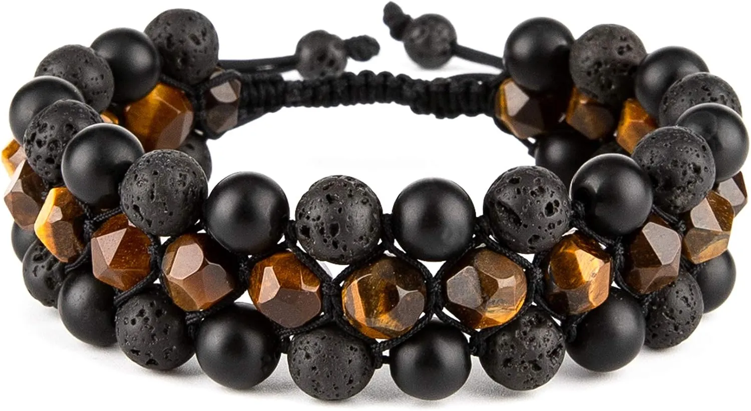 8mm Natural Lava Rock Stone Bracelets for Men, Healing Crystal Essential Oil Diffuser Beads Bracelet Chakra Yoga Energy Anxiety Gemstone Bracelet
