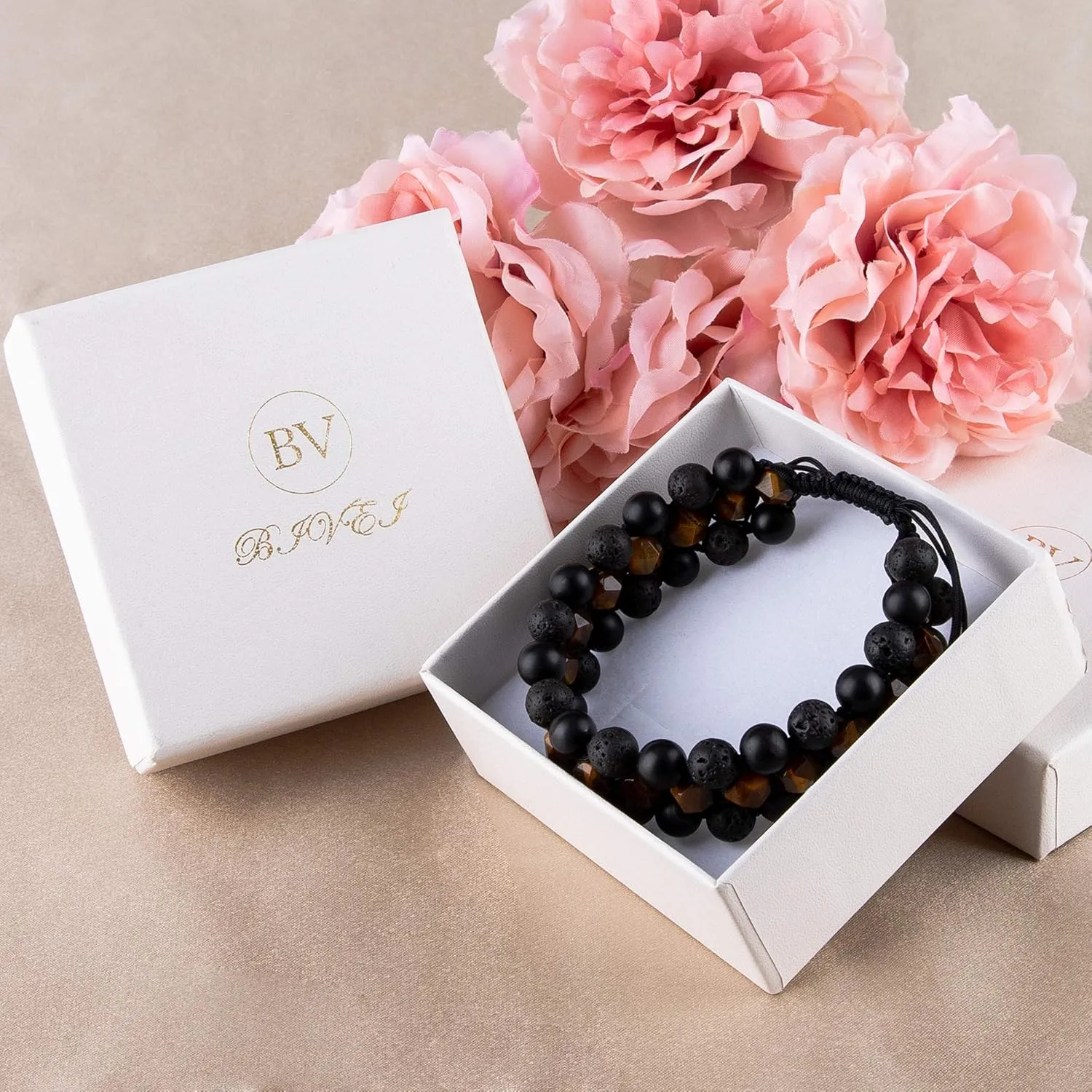 8mm Natural Lava Rock Stone Bracelets for Men, Healing Crystal Essential Oil Diffuser Beads Bracelet Chakra Yoga Energy Anxiety Gemstone Bracelet