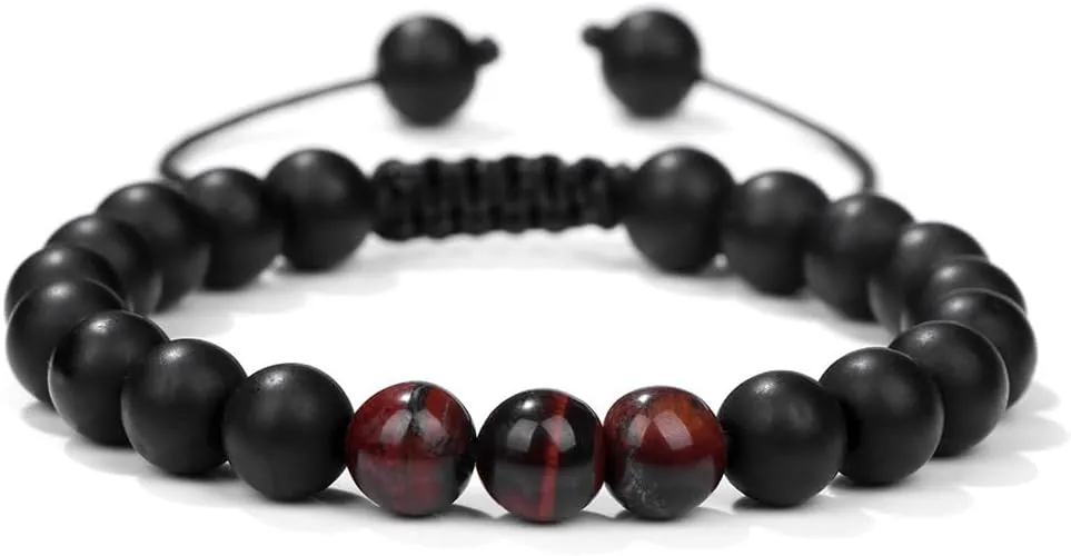 8mm Tiger Eye Volcano Stone Bracelet Lava Stone Bracelet Adjustable Couple Bracelet