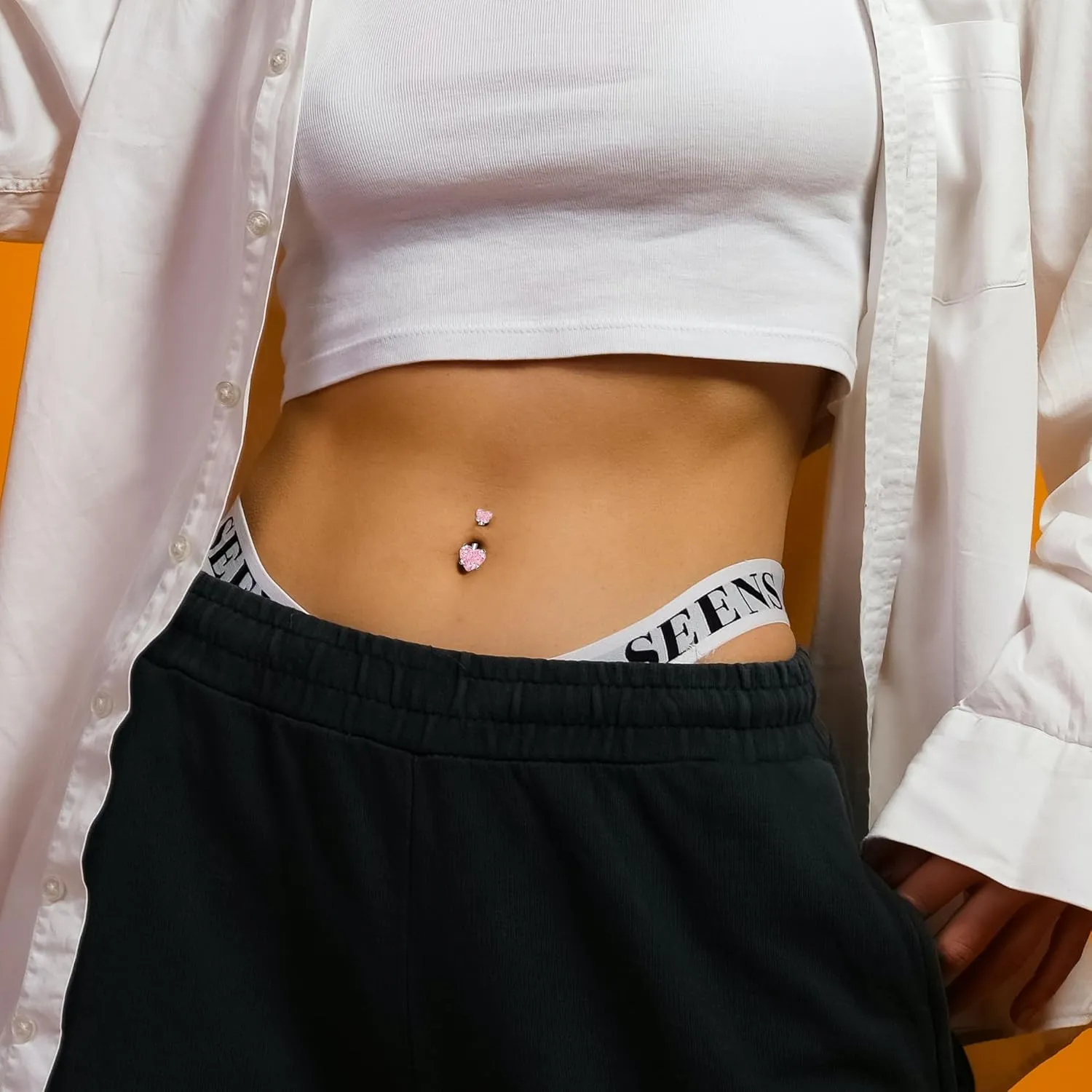 8Pcs Gold Pink Silver Belly Button Ring Dangle Navel Belly Piercing Jewelry Cute CZ Butterfly Heart Flower Bow Navel Belly Rings for Women 14G Hypoallergenic Surgical Stainless Steel Dainty Dangling Dangly Belly Button Piercing Pack