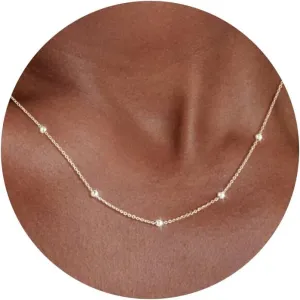 925 Sterling Silver 16K Gold Chain Necklace Beaded Chain Necklace for Women Simple Dainty Choker Necklace Satellite Waterproof Link Necklace Trendy Jewelry Gifts