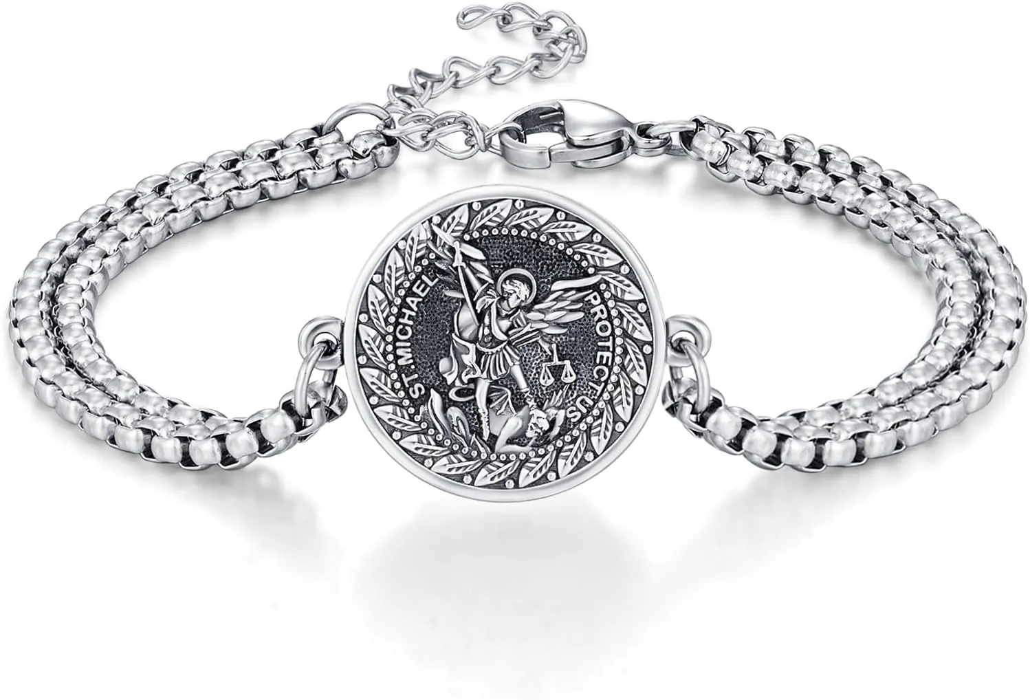 925 Sterling Silver Bracelet for Men Women Confirmation Bracelets Catholic Religious Jewelry Gifts