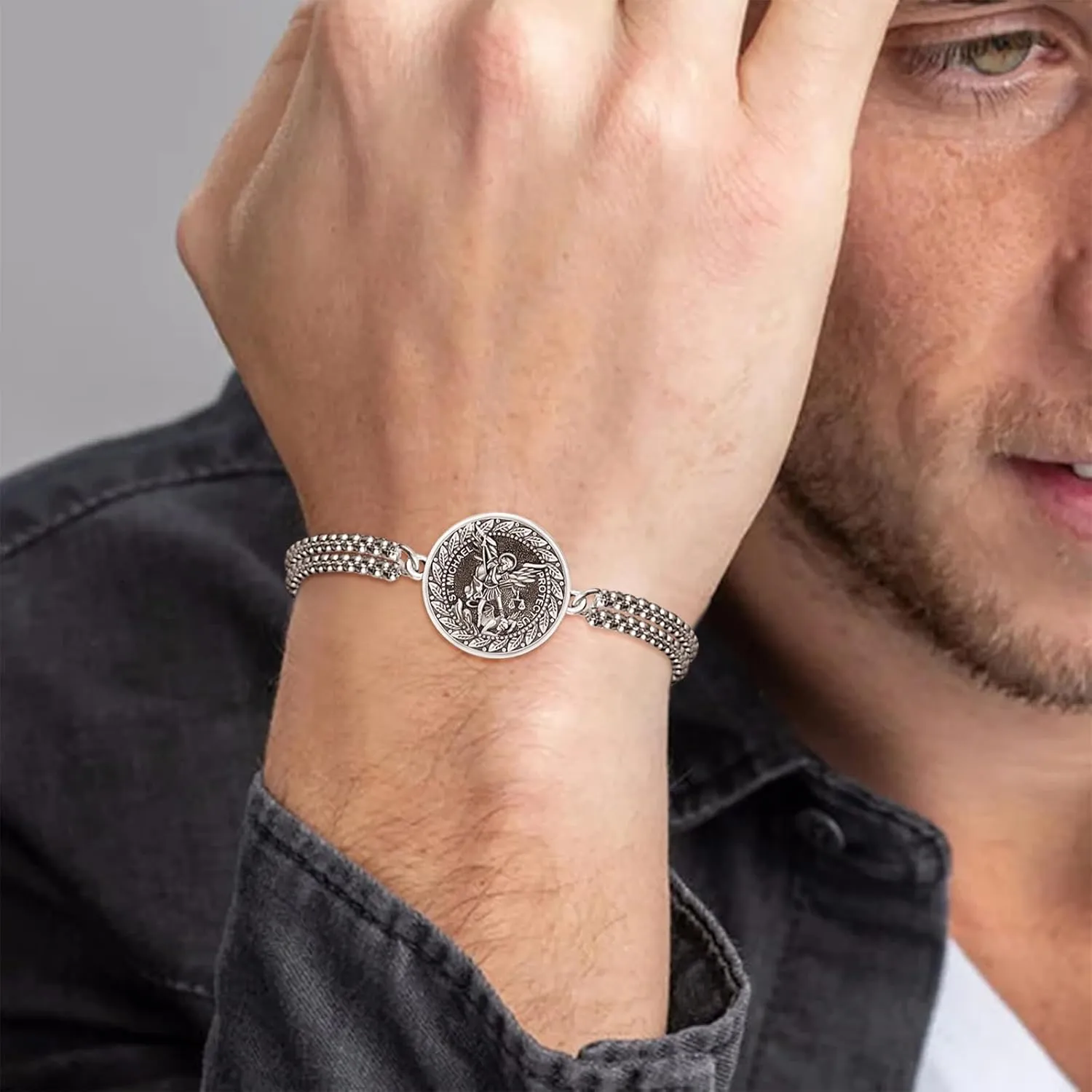 925 Sterling Silver Bracelet for Men Women Confirmation Bracelets Catholic Religious Jewelry Gifts