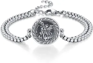 925 Sterling Silver Bracelet for Men Women Confirmation Bracelets Catholic Religious Jewelry Gifts