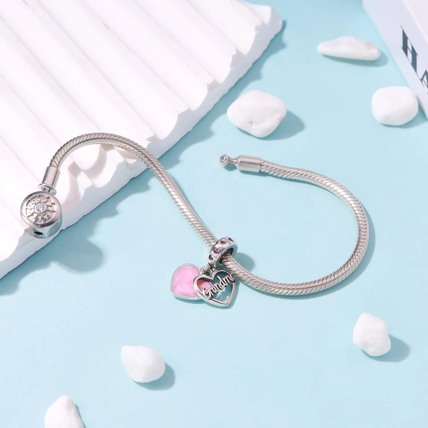 925 Sterling Silver Charms fit Pandora Charms Bracelet I Love You Mom Daughter Grandma Nana Wife Friends Heart Charm Bead for Christmas Mother's Day Valentines Gift
