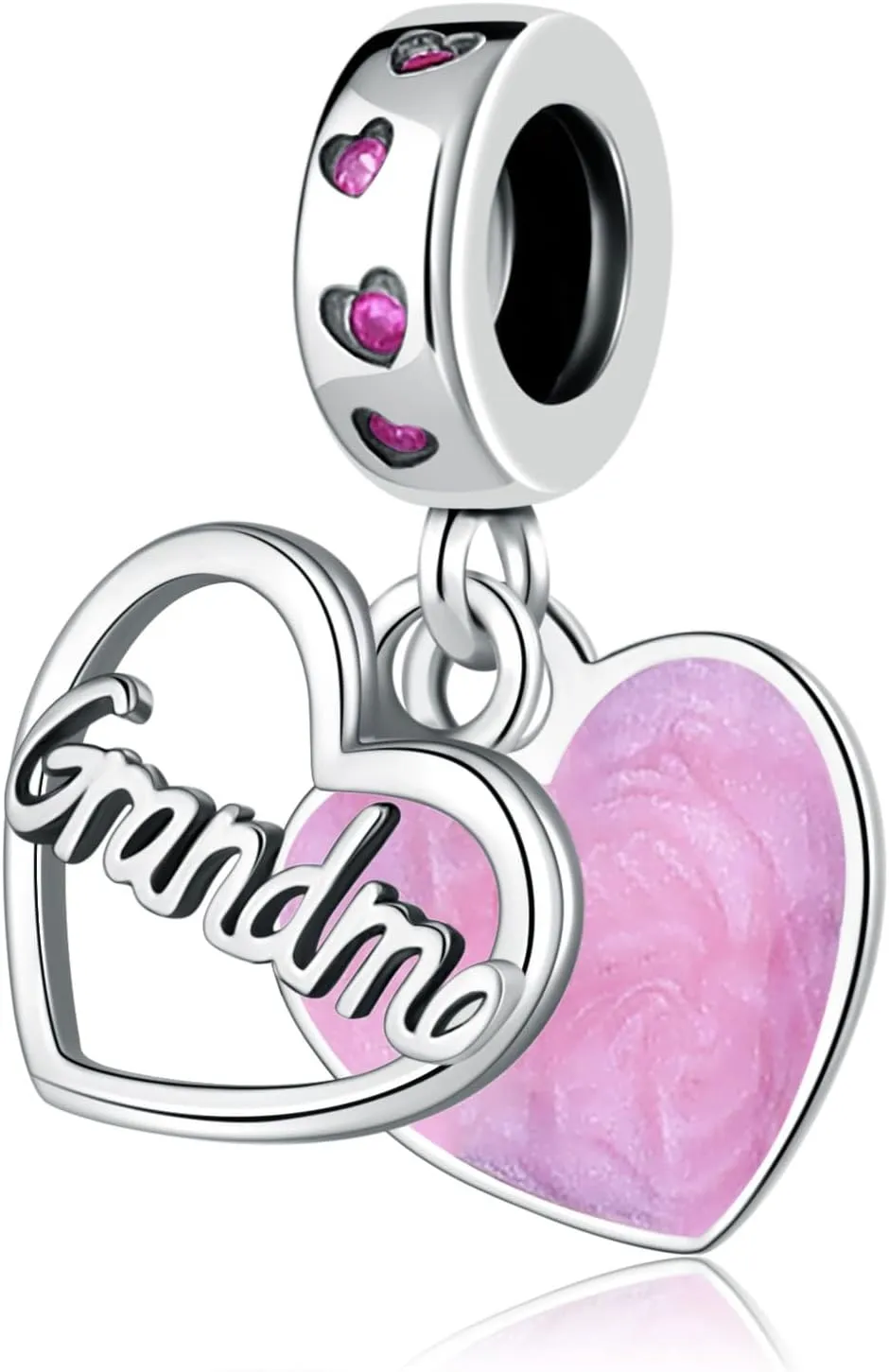 925 Sterling Silver Charms fit Pandora Charms Bracelet I Love You Mom Daughter Grandma Nana Wife Friends Heart Charm Bead for Christmas Mother's Day Valentines Gift