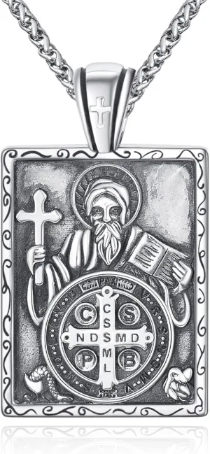 925 Sterling Silver Cross Crucifix Jesus Christ INRI Pendant Necklace for Men Women Medal Christian Religious Necklaces for Mens