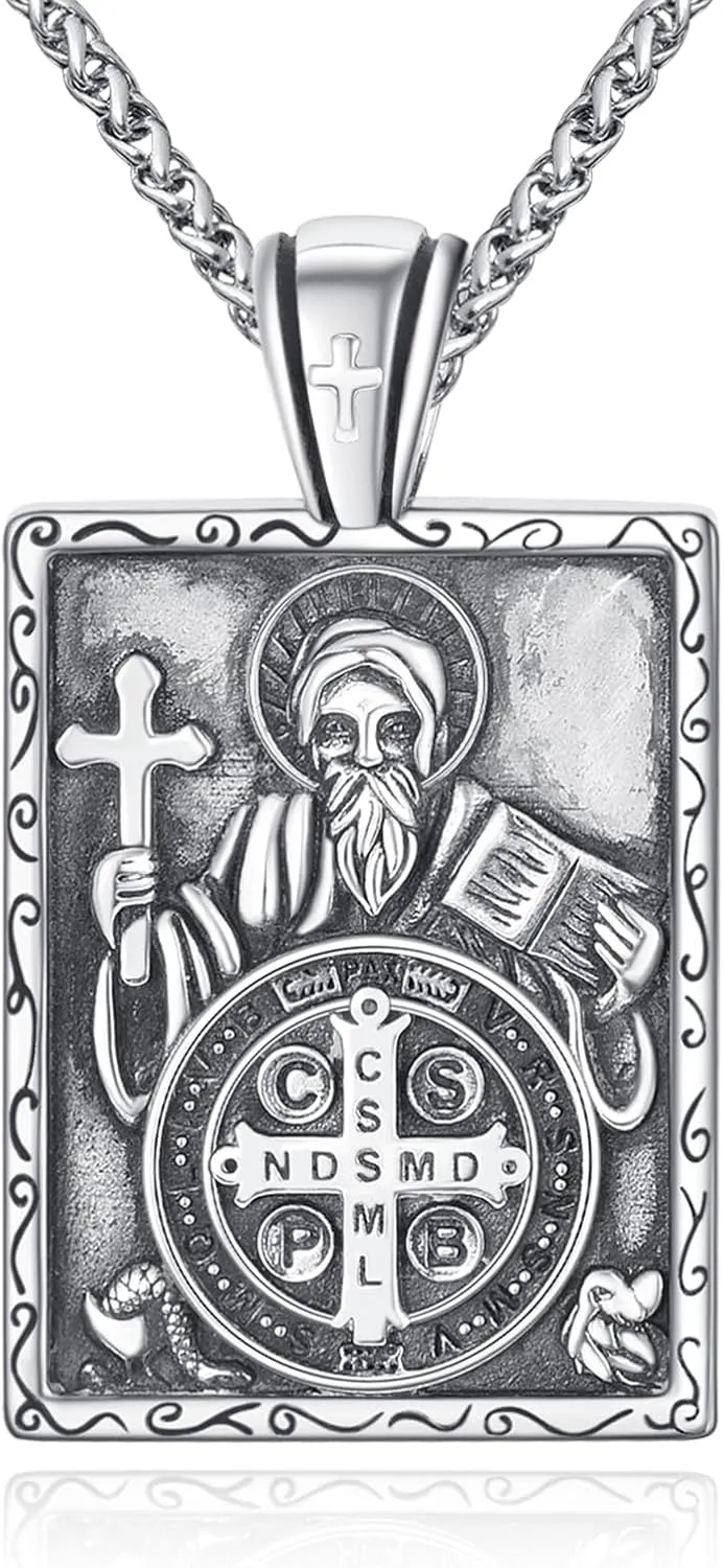 925 Sterling Silver Cross Crucifix Jesus Christ INRI Pendant Necklace for Men Women Medal Christian Religious Necklaces for Mens