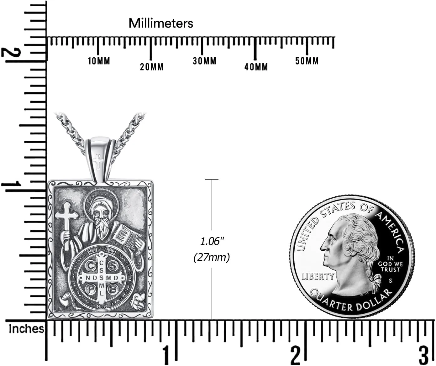 925 Sterling Silver Cross Crucifix Jesus Christ INRI Pendant Necklace for Men Women Medal Christian Religious Necklaces for Mens