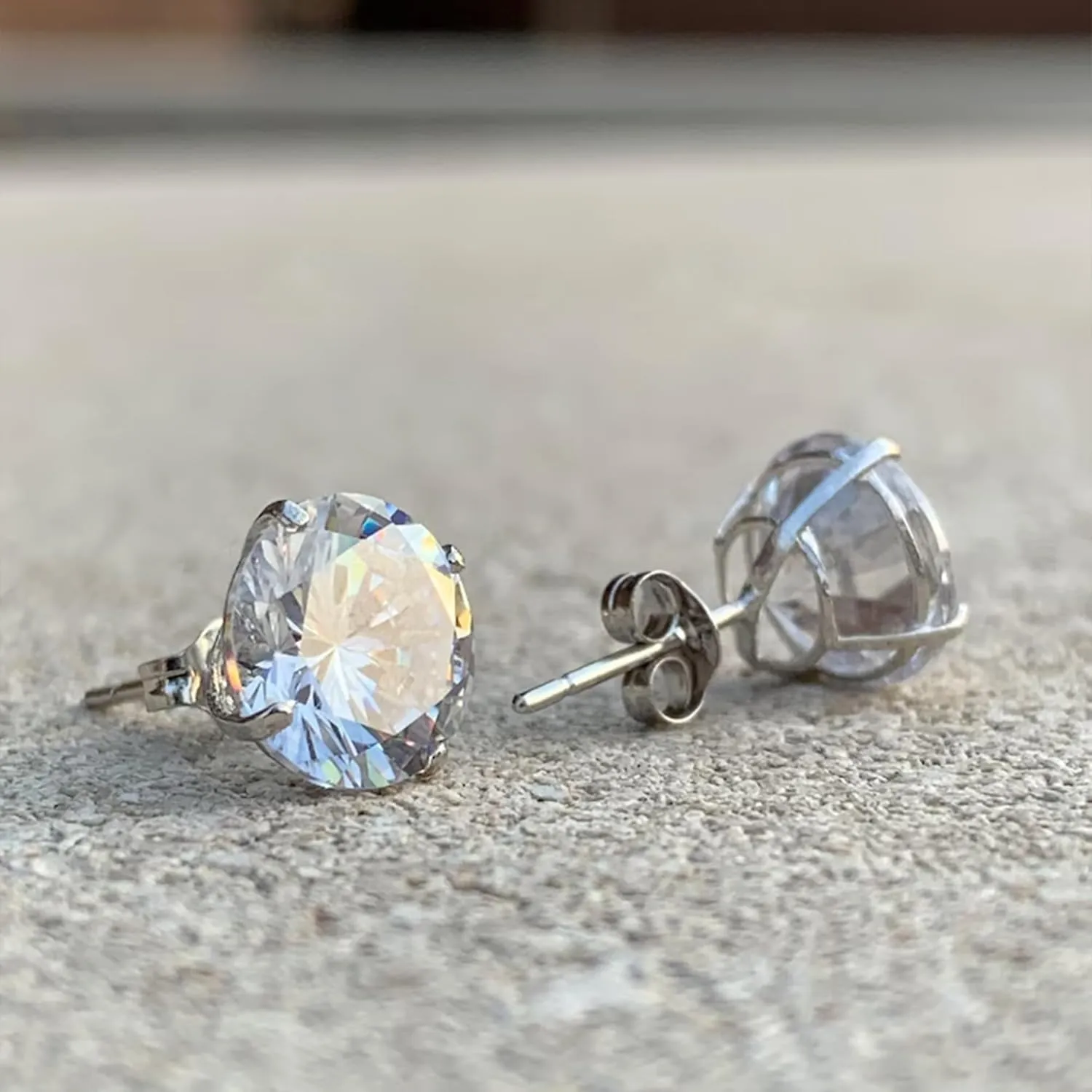 925 Sterling Silver Earrings, Cubic Zirconia Stud Earrings, Diamond Stud Earrings for Women