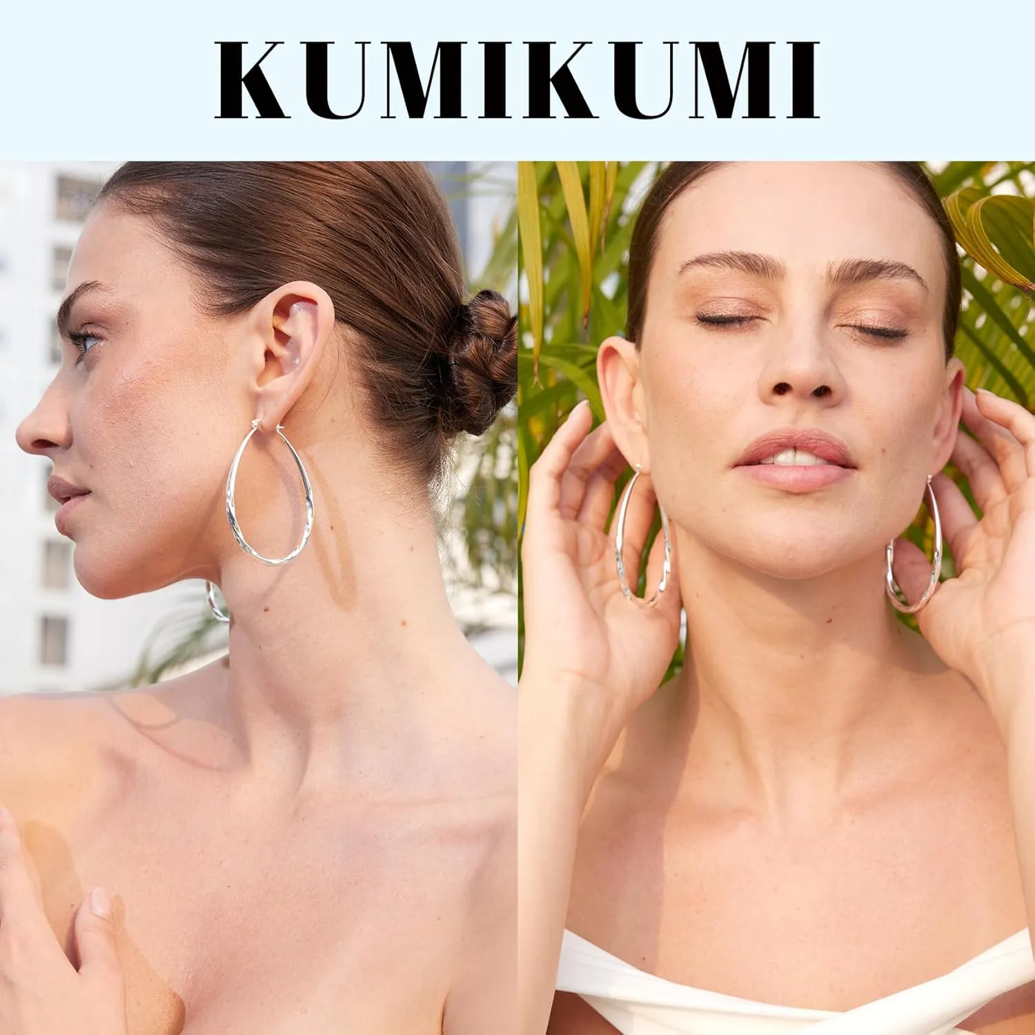 925 Sterling Silver Hoop Earrings for Women, Hypoallergenic Large Silver Hoop Earrings Hollow Tube Lightweight Oval Hoops Earrings for Women Gifts (35/50/65MM)