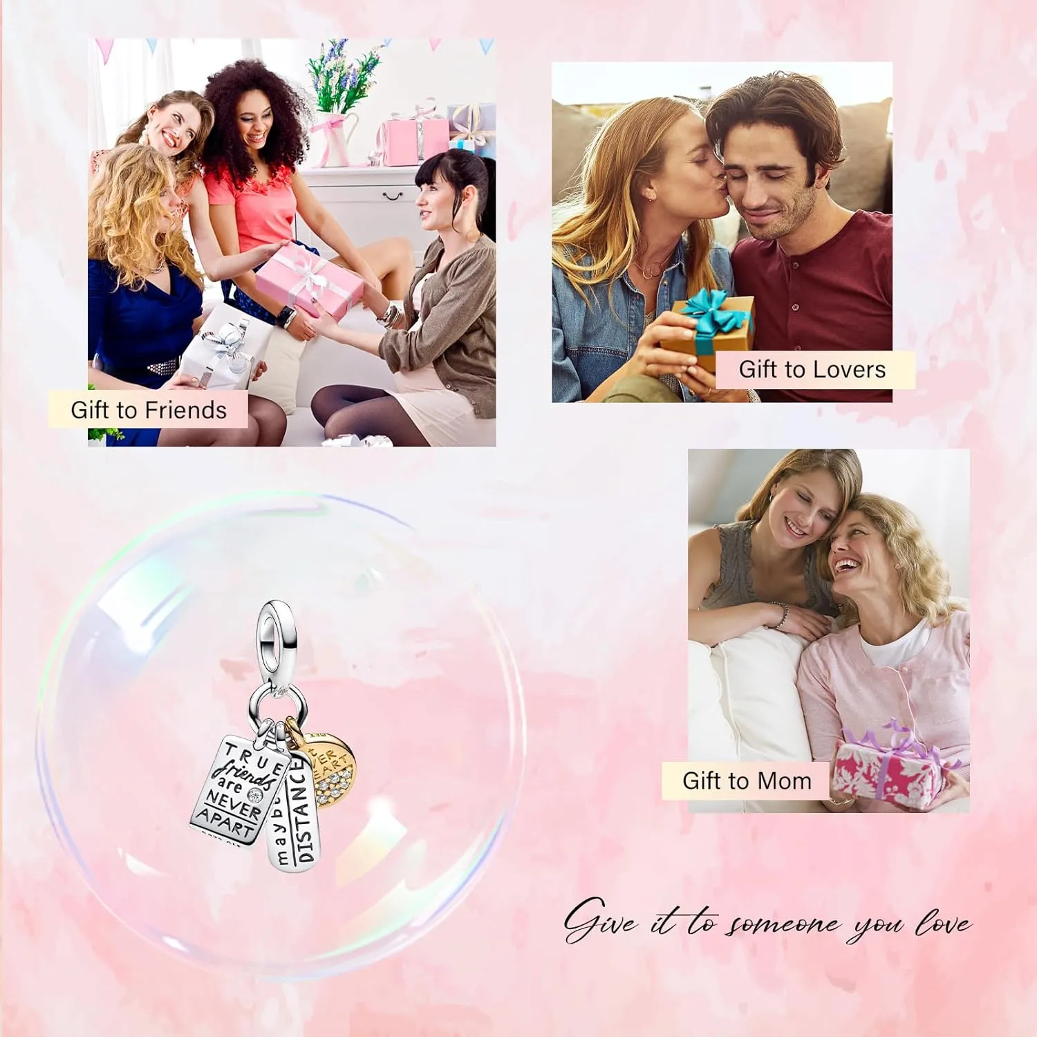 925 Sterling Silver Love Friendship Charms Infinity Pendant Friendship Splittable Heart, Couples, Hot Air Balloon, Robot Lock, Compass, Tree Double Dangle Valentine's Day Christmas For Women Friends