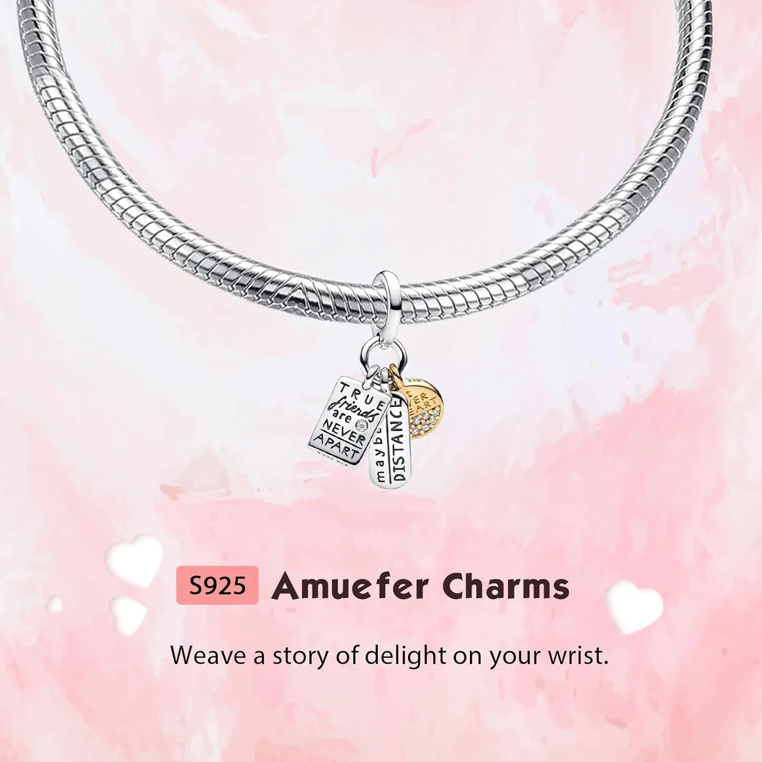 925 Sterling Silver Love Friendship Charms Infinity Pendant Friendship Splittable Heart, Couples, Hot Air Balloon, Robot Lock, Compass, Tree Double Dangle Valentine's Day Christmas For Women Friends