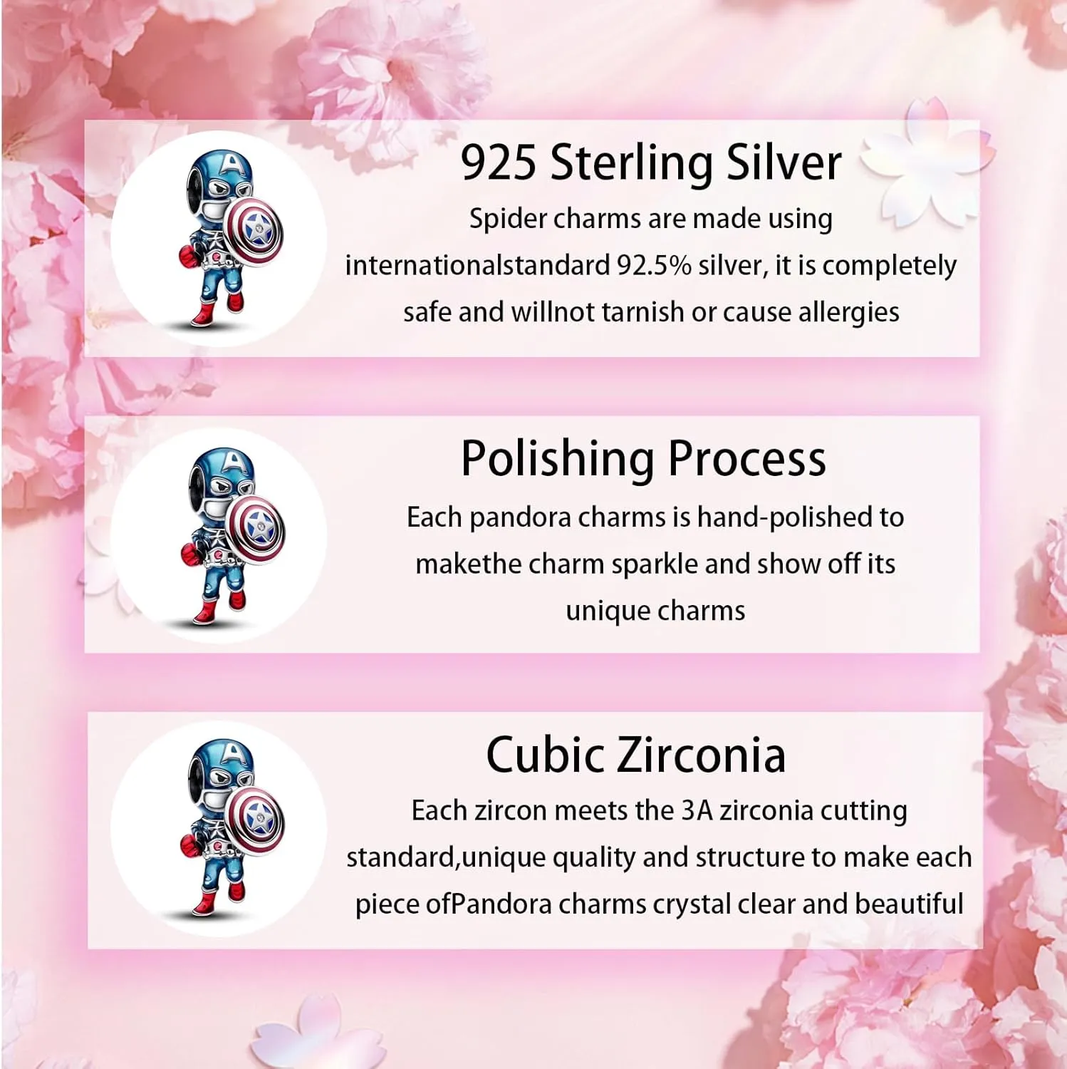 925 Sterling Silver, Spider-Man, Iron Man, Captain America, Hulk, Loki Charms Fit Pandora Bracelets Make DIY Jewellery Gifts for Ladies