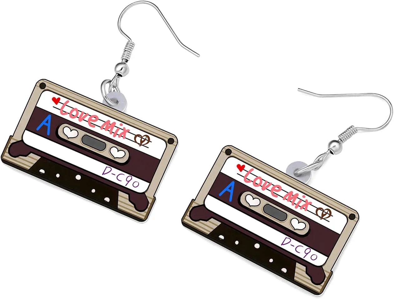 Acrylic Retro Radio Cassette Tape Earrings Vintage Jewelry for Women 90s 80s Accessories Gifts