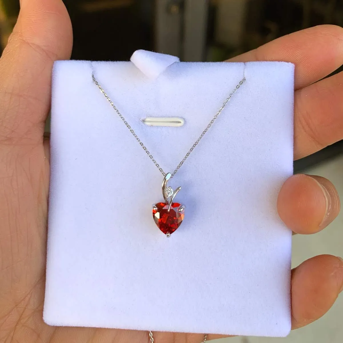Adabele Solid Sterling Silver Heart Necklace Cubic Zirconia Diamond Gemstone Love Romantic Birthstone Jewelry Hypoallergenic Nickel Free Women Birthday Gift