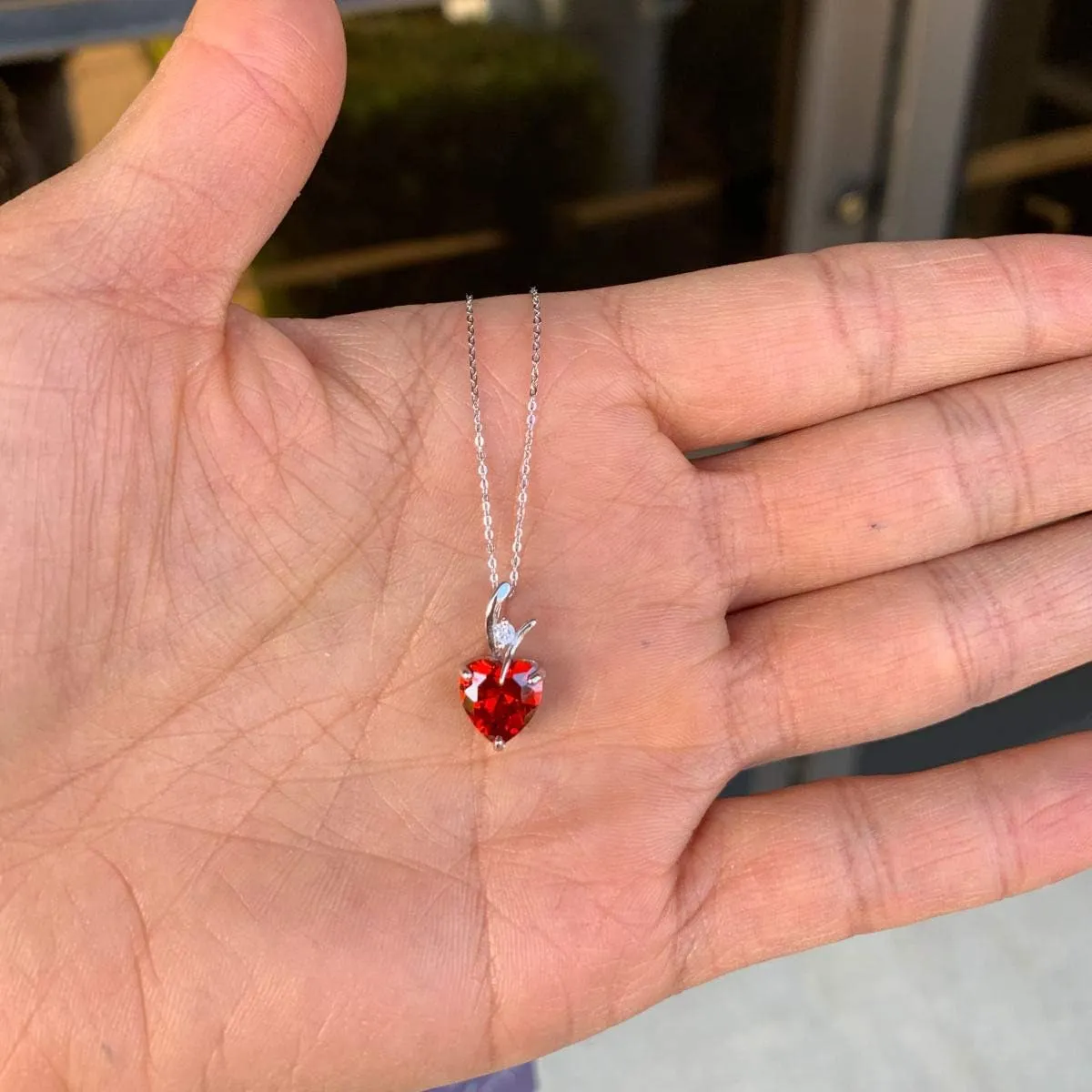 Adabele Solid Sterling Silver Heart Necklace Cubic Zirconia Diamond Gemstone Love Romantic Birthstone Jewelry Hypoallergenic Nickel Free Women Birthday Gift