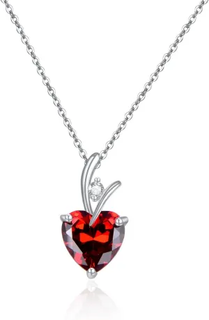 Adabele Solid Sterling Silver Heart Necklace Cubic Zirconia Diamond Gemstone Love Romantic Birthstone Jewelry Hypoallergenic Nickel Free Women Birthday Gift