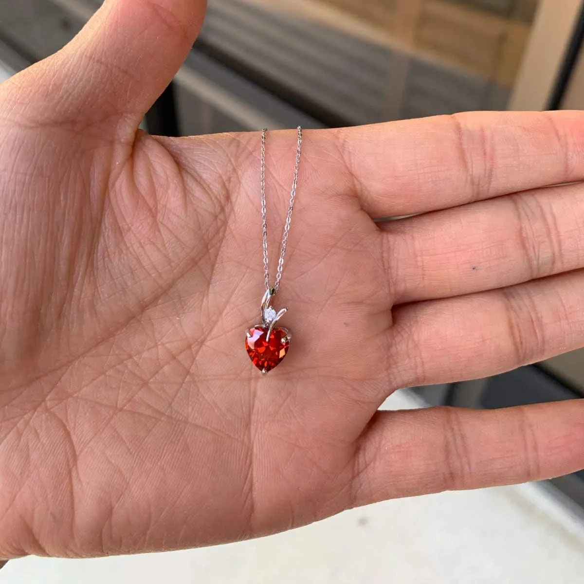 Adabele Solid Sterling Silver Heart Necklace Cubic Zirconia Diamond Gemstone Love Romantic Birthstone Jewelry Hypoallergenic Nickel Free Women Birthday Gift