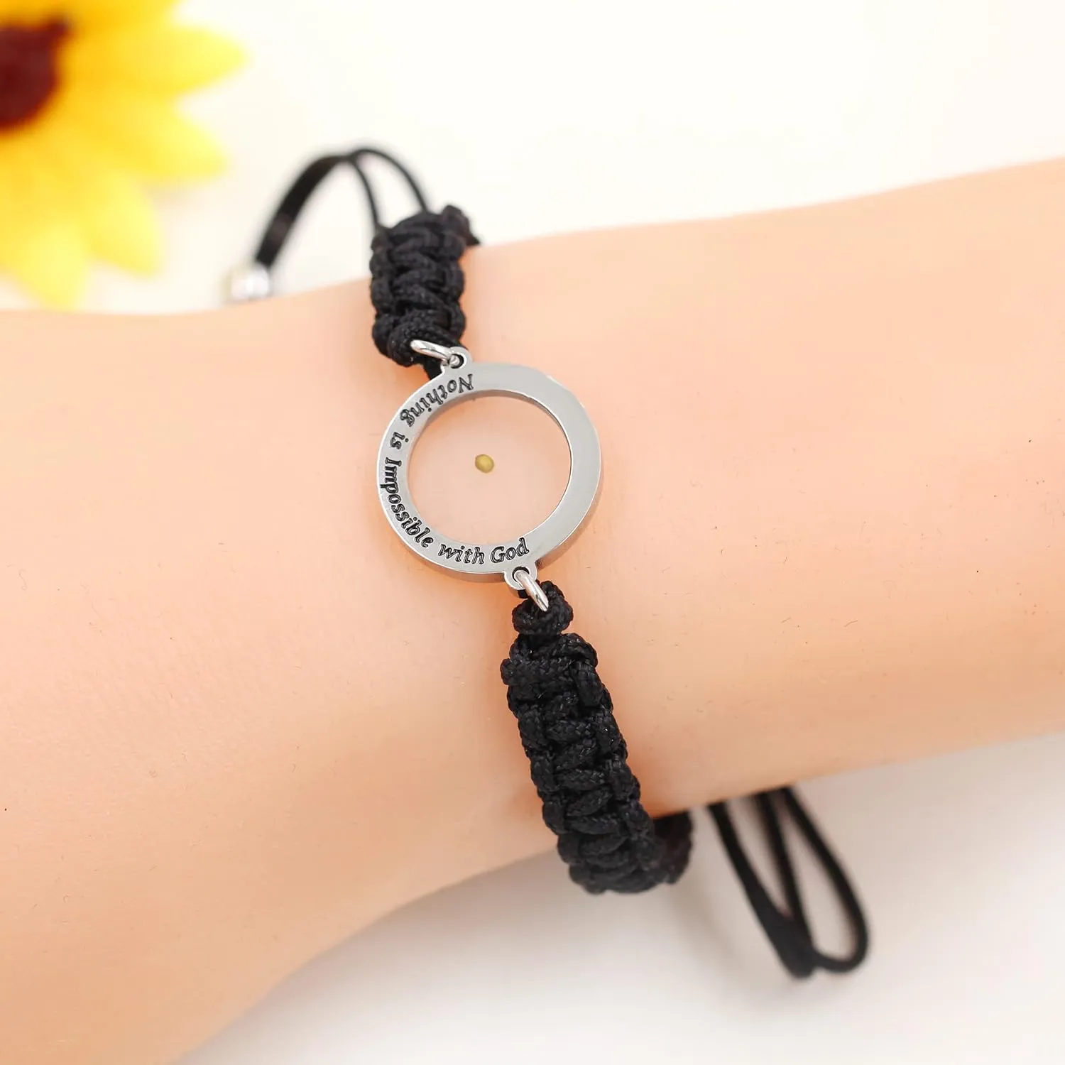 Adjustable Handmade Braided String Bracelet I Mustard Seed Bracelets Inspirational Christian Gift