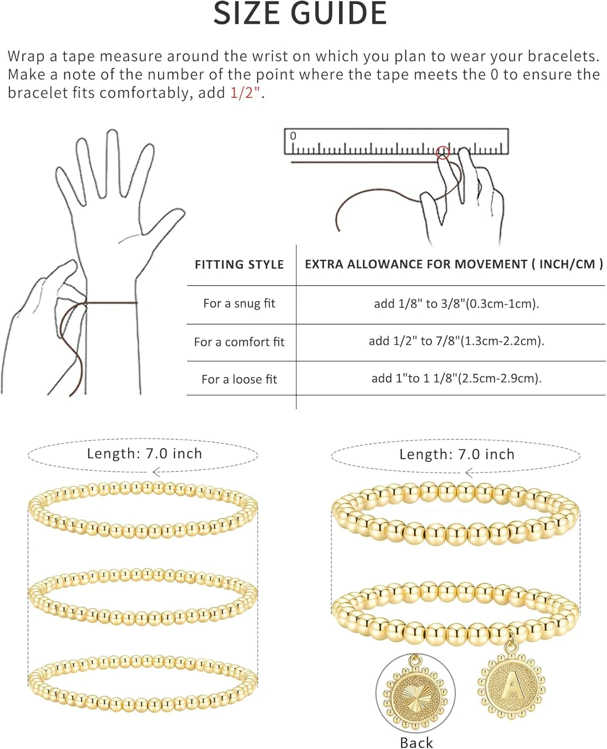 adoyi Gold Silver Bracelets for Women Beaded Bracelet 14K Gold Plated Bracelet Stack Initial Letter A-Z Strand Stretch Bead Stackable Bracelet Set Adjustable Jewelry Gift for Women