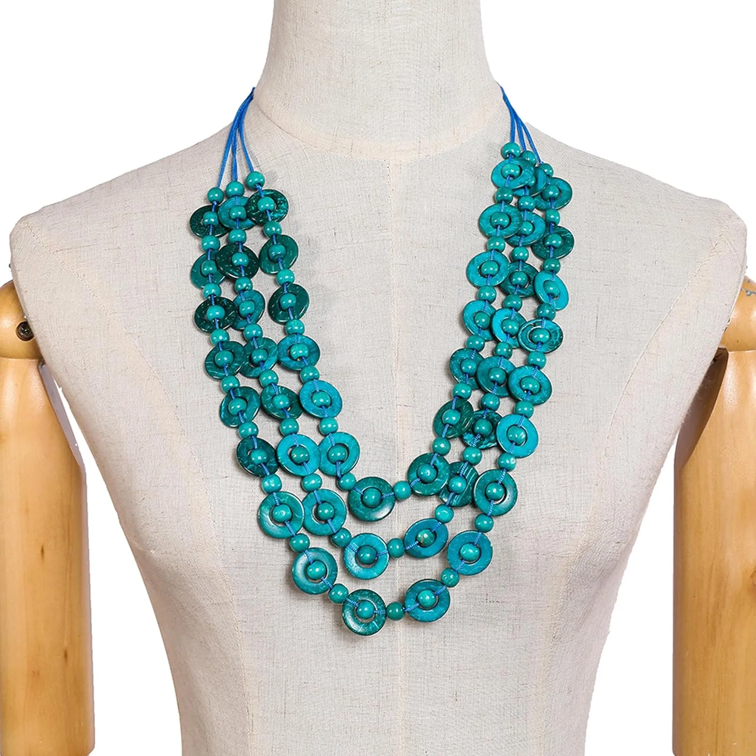 African Necklaces for Women Boho Wooden Beaded Necklace Juneteenth Shirt Outfits Accessories Layered Statement Necklace African Jewelry for Women