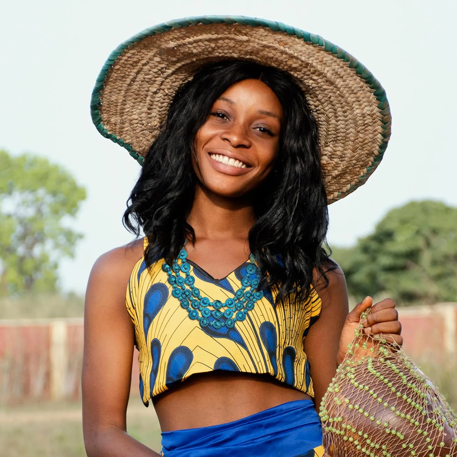 African Necklaces for Women Boho Wooden Beaded Necklace Juneteenth Shirt Outfits Accessories Layered Statement Necklace African Jewelry for Women