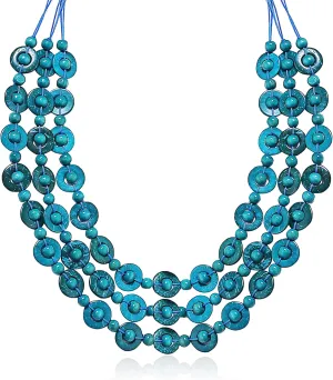 African Necklaces for Women Boho Wooden Beaded Necklace Juneteenth Shirt Outfits Accessories Layered Statement Necklace African Jewelry for Women