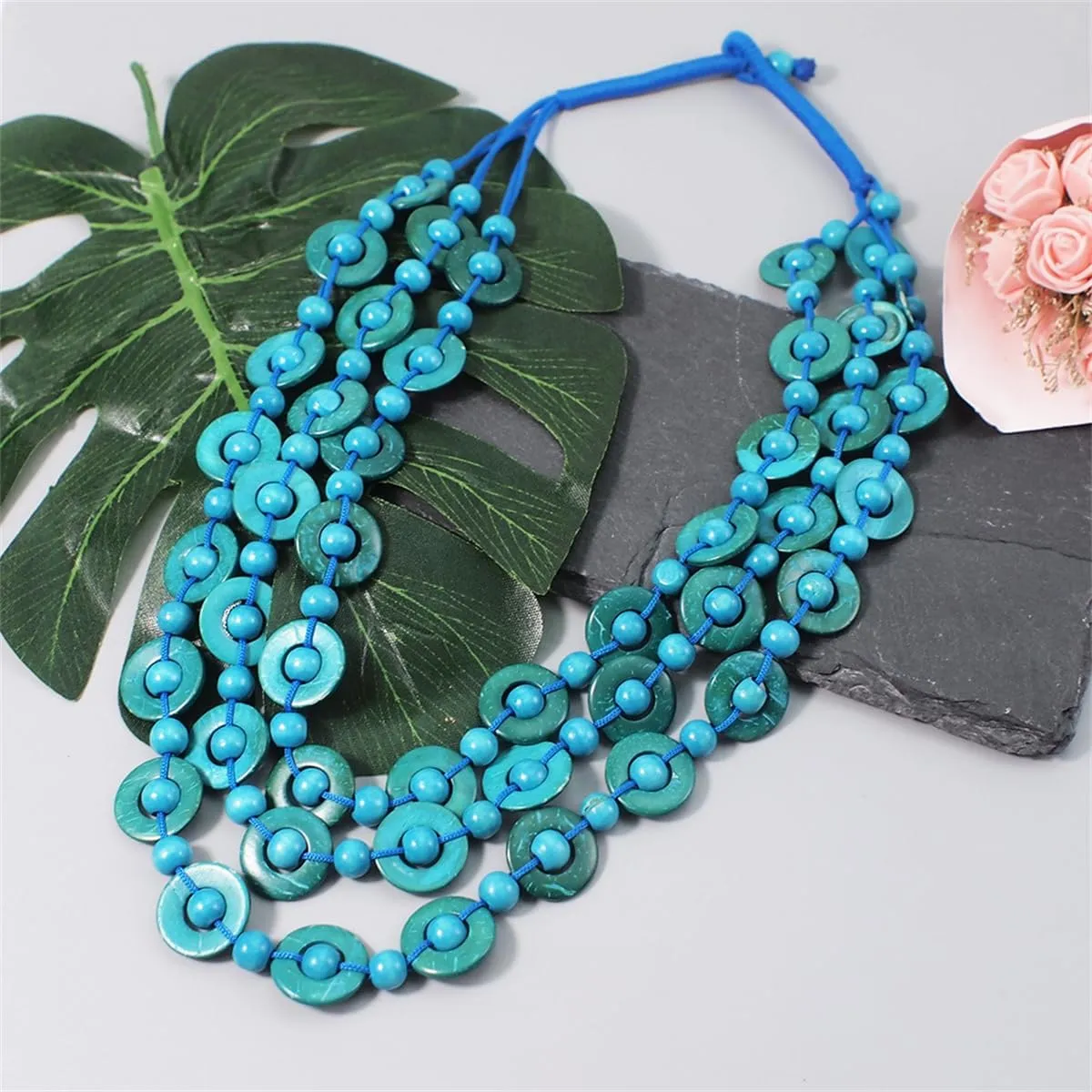 African Necklaces for Women Boho Wooden Beaded Necklace Juneteenth Shirt Outfits Accessories Layered Statement Necklace African Jewelry for Women