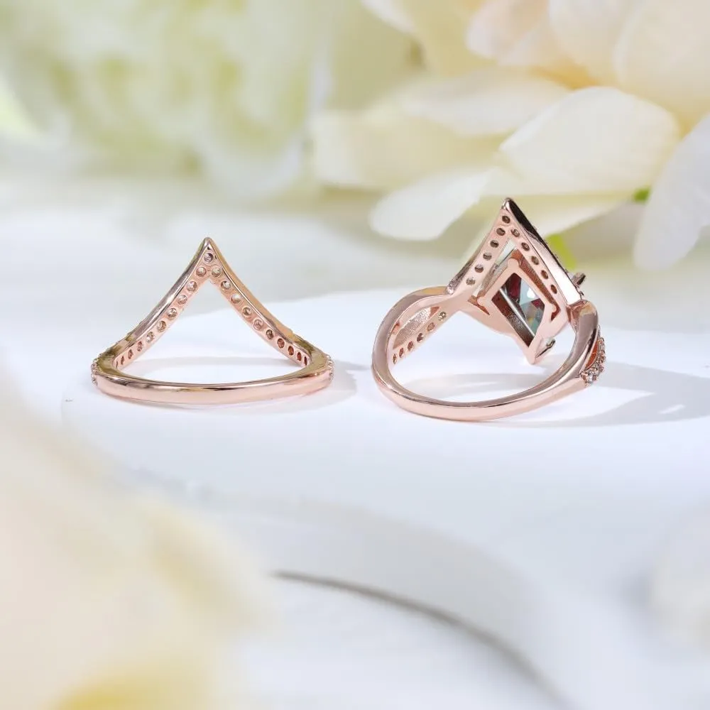 Alexandrite Engagement Rings for Women Wedding Ring Promise Rings for Her Rose Gold Mood Birthstone Rings Christmas Anniversary Birthday Valentine's Day Gift