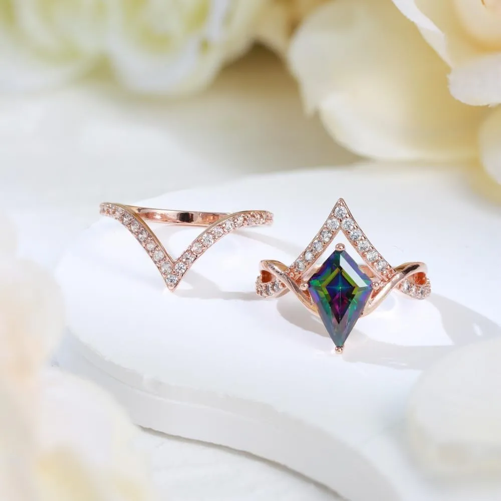 Alexandrite Engagement Rings for Women Wedding Ring Promise Rings for Her Rose Gold Mood Birthstone Rings Christmas Anniversary Birthday Valentine's Day Gift