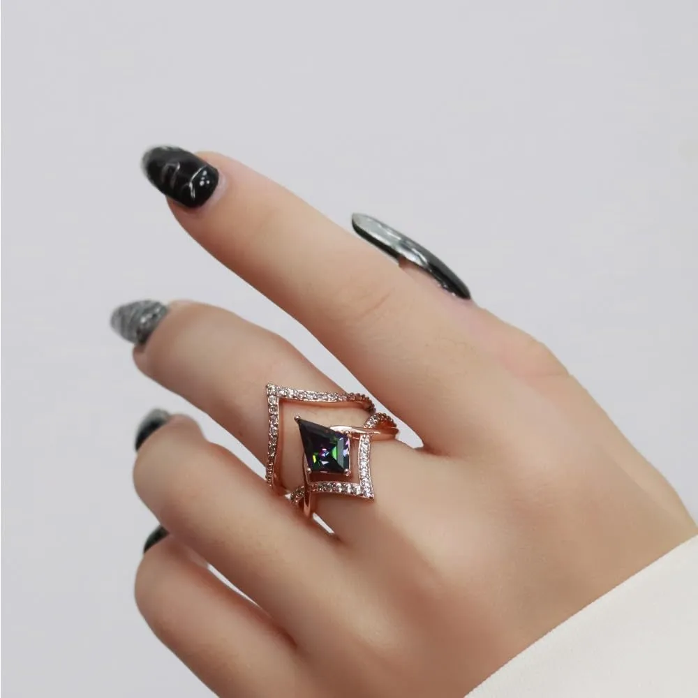 Alexandrite Engagement Rings for Women Wedding Ring Promise Rings for Her Rose Gold Mood Birthstone Rings Christmas Anniversary Birthday Valentine's Day Gift