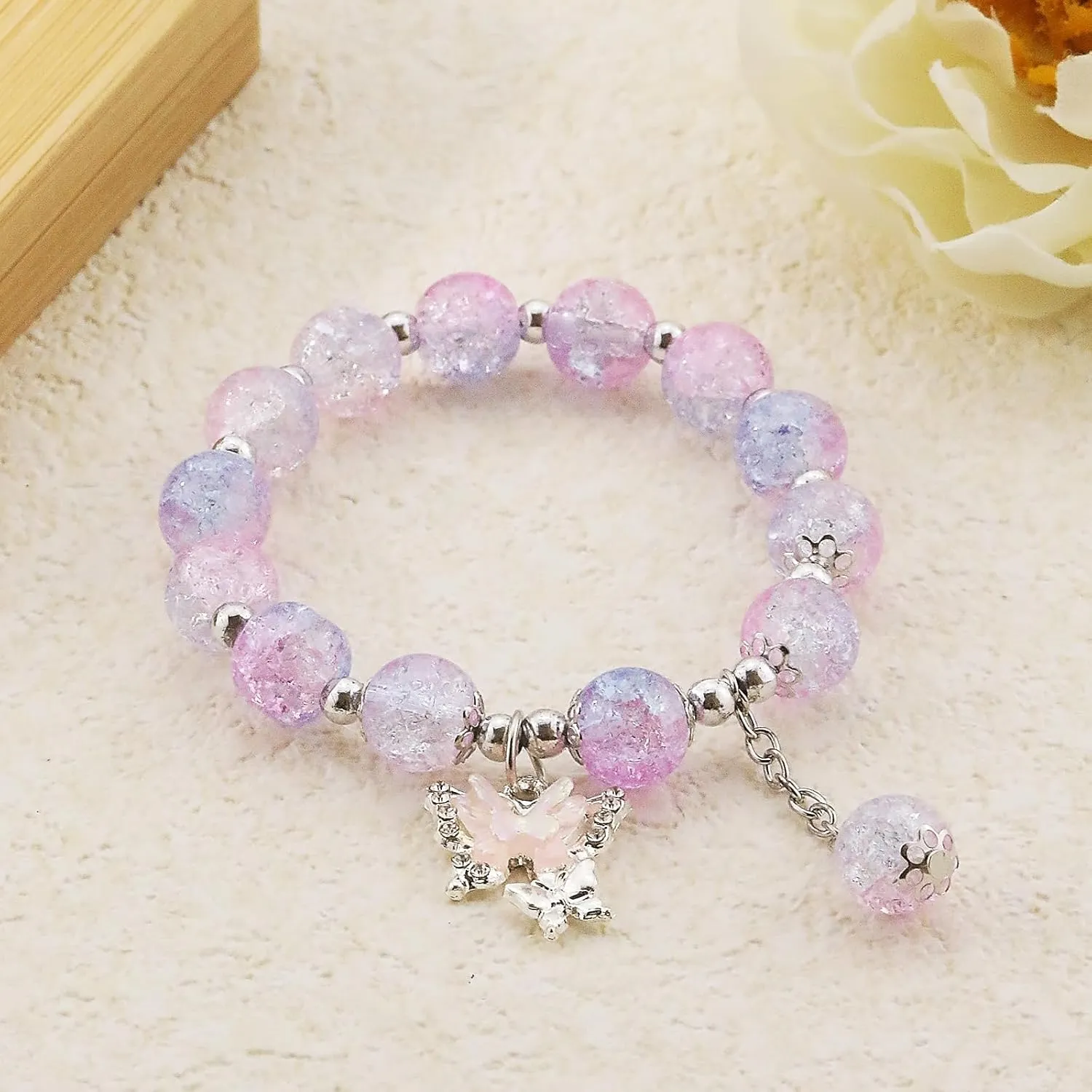 Always Believe in Yourself Butterfly Bracelet Couple Matching Butterfly Bracelets Cute Nylon Rope Butterfly Bell Charm Bracelets for Women Lucky Butterfly Blue Friendship Bracelet for Women