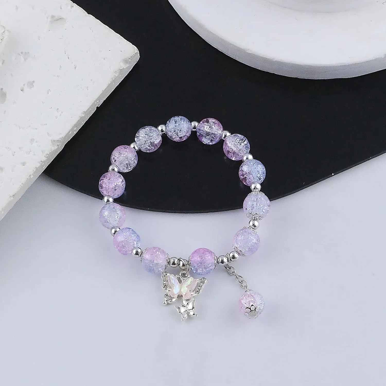 Always Believe in Yourself Butterfly Bracelet Couple Matching Butterfly Bracelets Cute Nylon Rope Butterfly Bell Charm Bracelets for Women Lucky Butterfly Blue Friendship Bracelet for Women