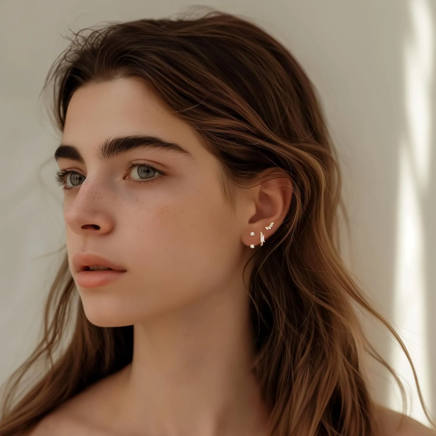 Angelady 3 Pairs Gold Hoop Earrings Set for Women, 14K Small Huggie Earring for Multiple Piercing Hypoallergenic Earring Stacks Trendy Jewelry, Dainty Sun Flower Stud Earrings for Women's Gifts