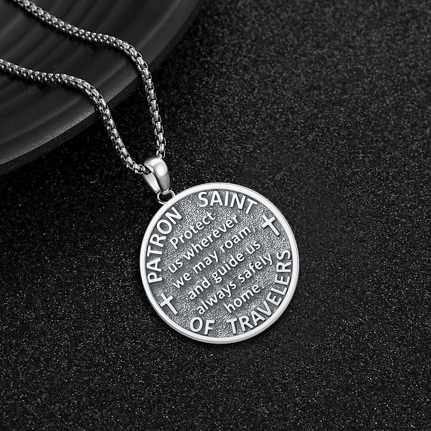 Aniu St. Michael/St. Christopher/St.Bemedict/Jesus Cross Pendant Necklaces Sterling Silver Religious Gifts for Men Women