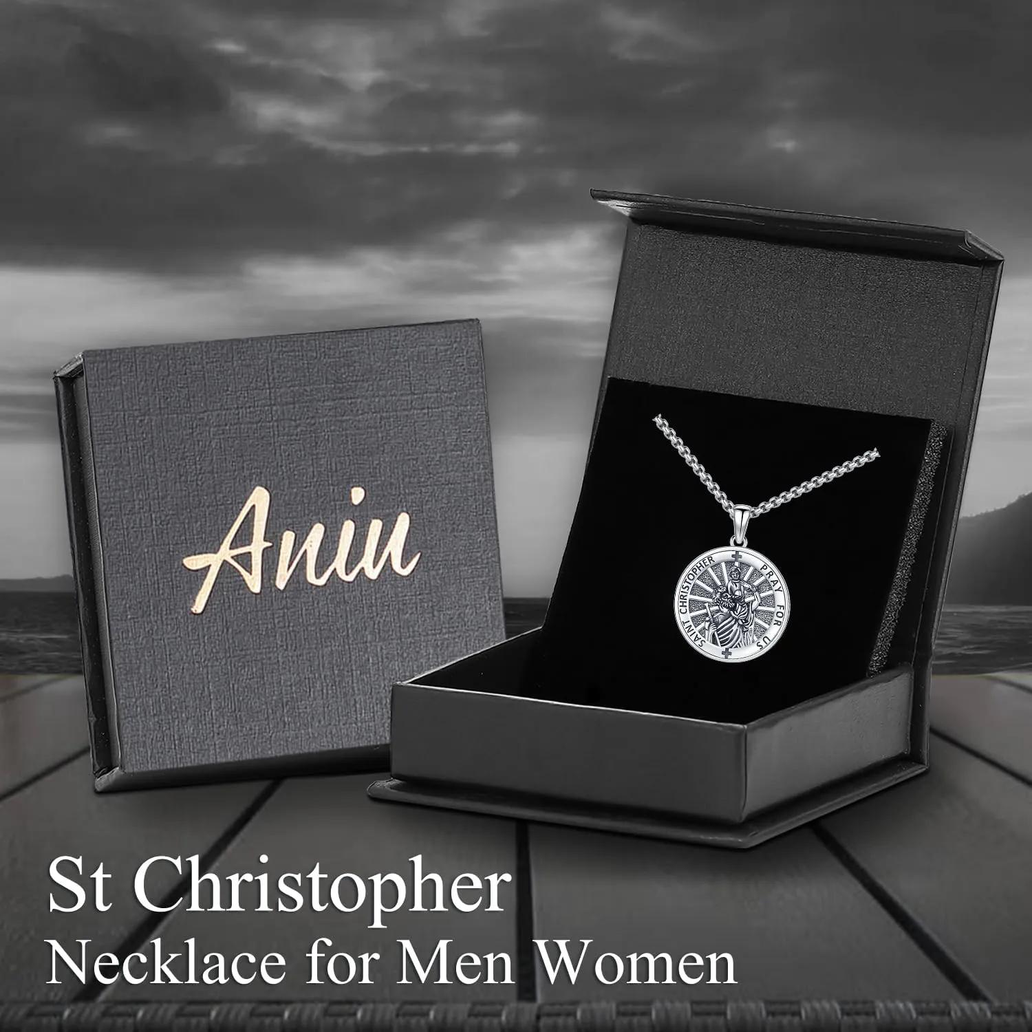 Aniu St. Michael/St. Christopher/St.Bemedict/Jesus Cross Pendant Necklaces Sterling Silver Religious Gifts for Men Women