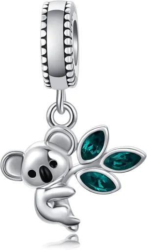 AOBOCO 925 Sterling Silver Cute Sloth Panda Charms Beads fit European Bracelets Necklace