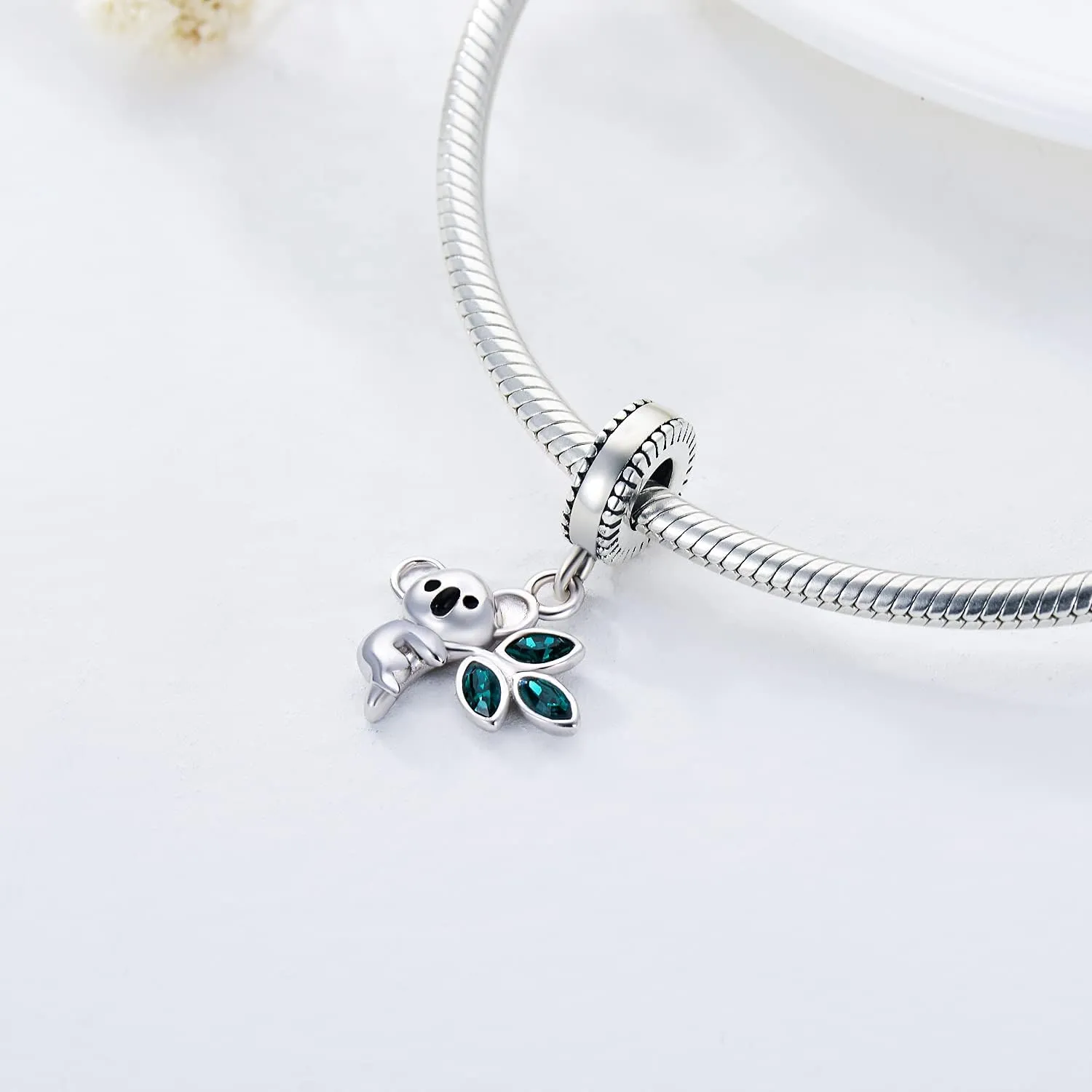 AOBOCO 925 Sterling Silver Cute Sloth Panda Charms Beads fit European Bracelets Necklace